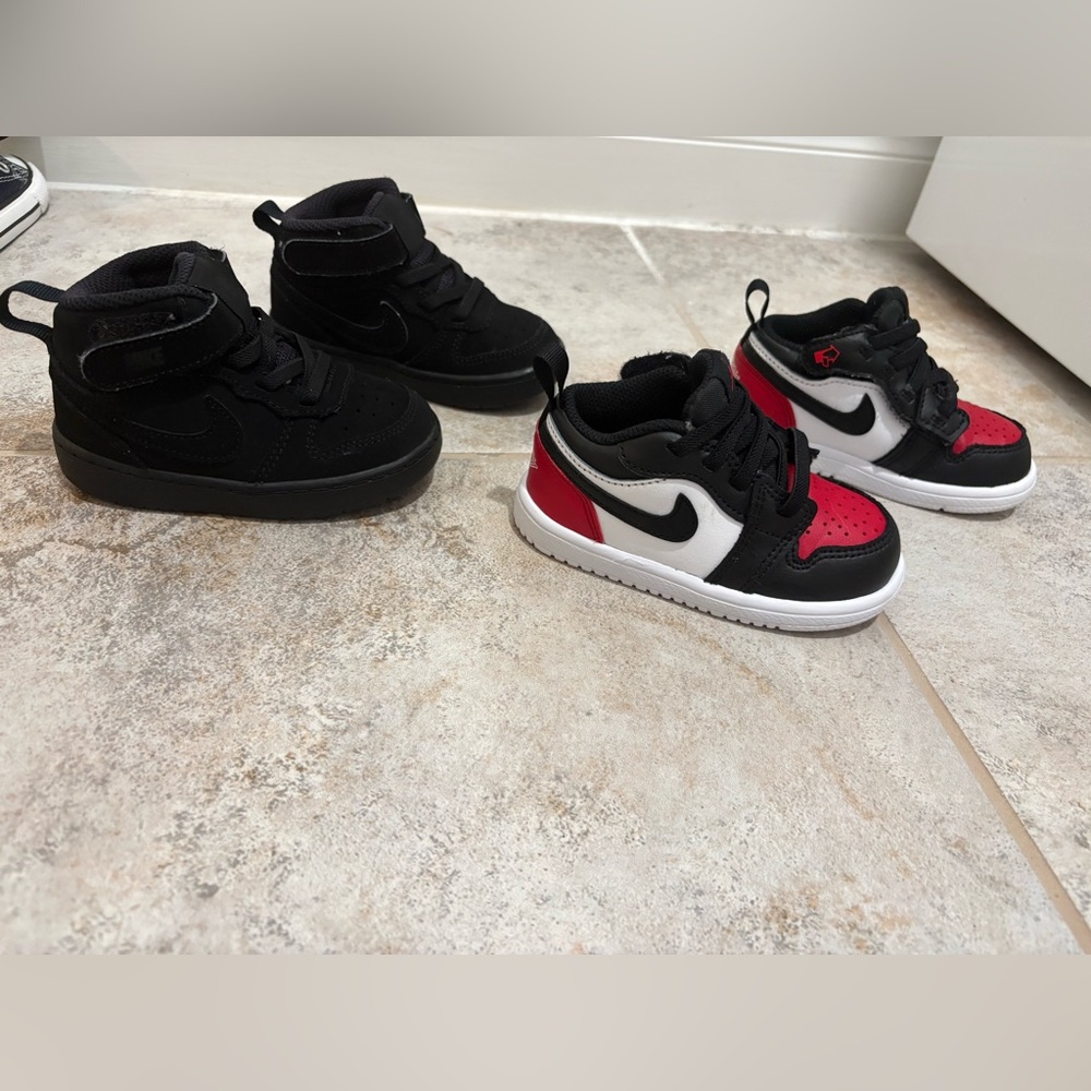 Nike Black and Red Kids' Sneakers LOT of 2 5 and 5.5T